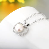Apple with Freshwater Pearl Pendant Silver Necklace for Women
